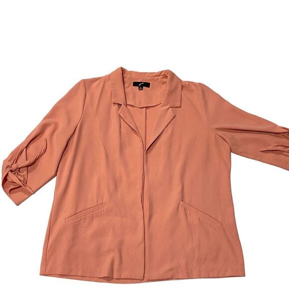 GNW Pink Open Front Knot Cuff 3/4 Sleeve Office Blazer - Picture 11 of 11